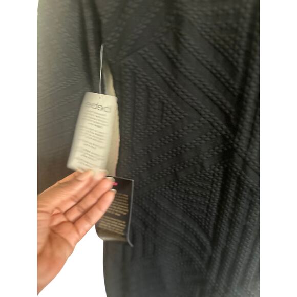 NWT Bebe Women's Black Textured Bodycon Dress M Long Sleeve Fitted Mini Cocktail - Picture 10 of 11